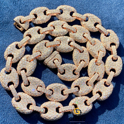 15MM Puff Link Fully Ice Out Moissanite Chain