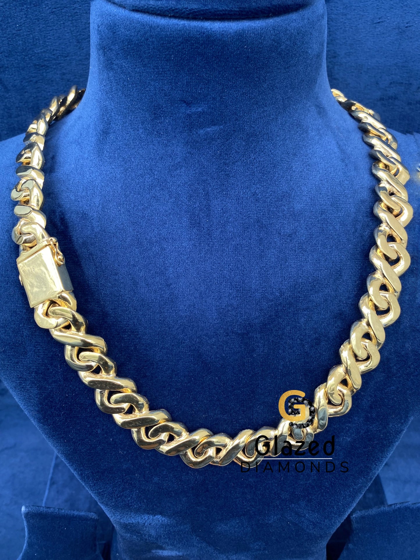16MM Yellow Gold Plated Cuban Link Chain