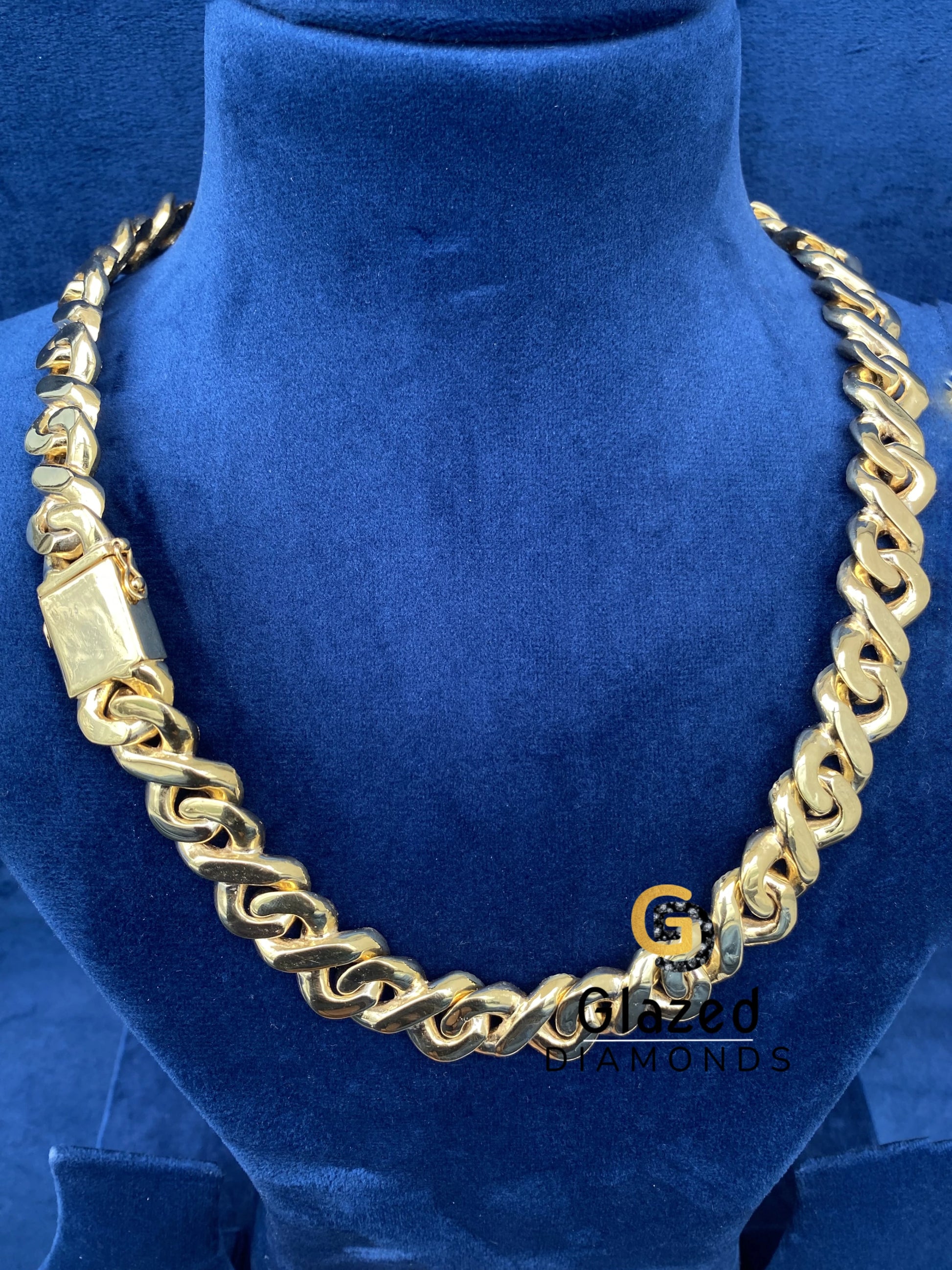 16MM Yellow Gold Plated Cuban Link Chain