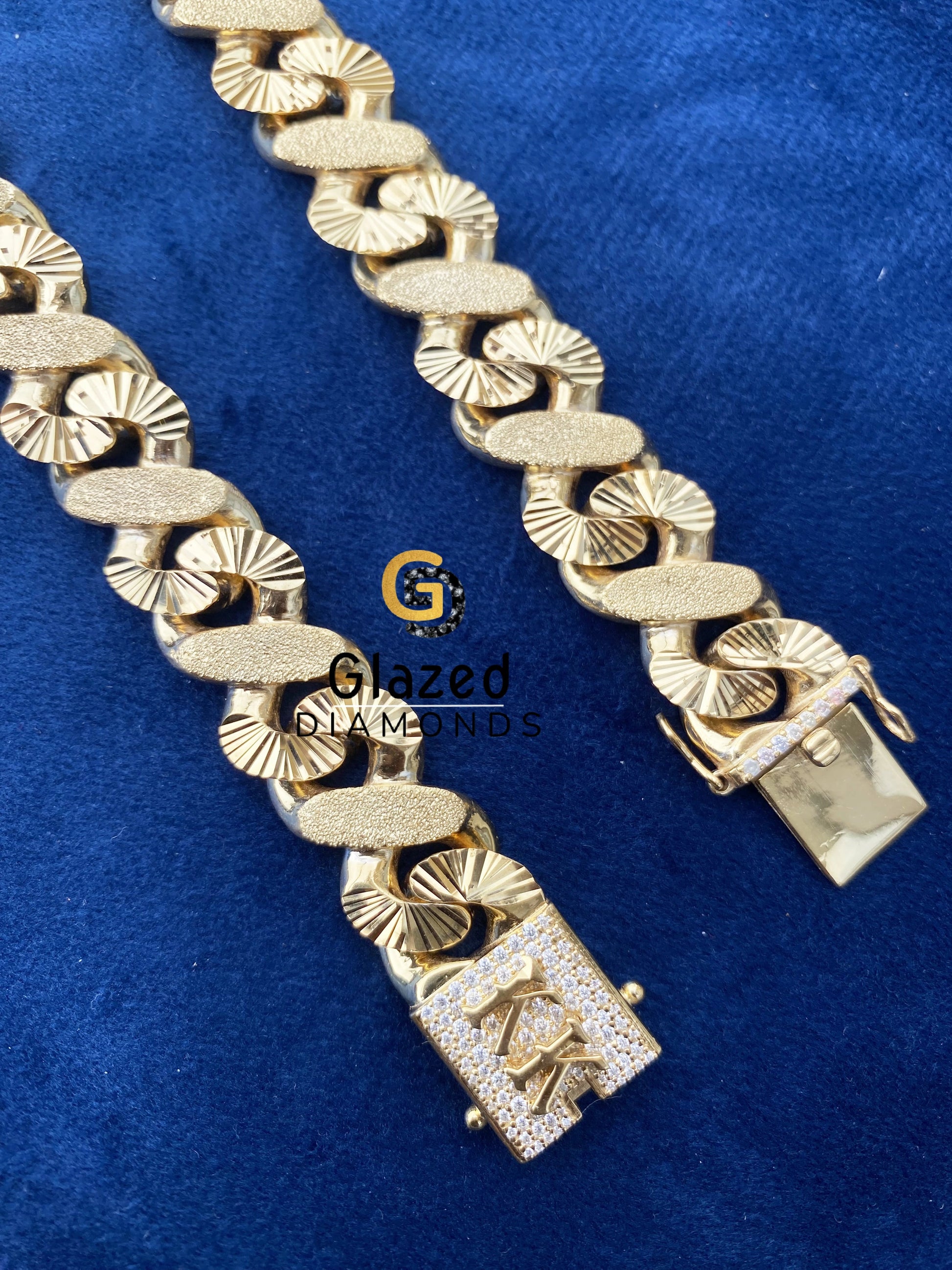 16MM Yellow Gold Plated Dust Cuban Link Chain