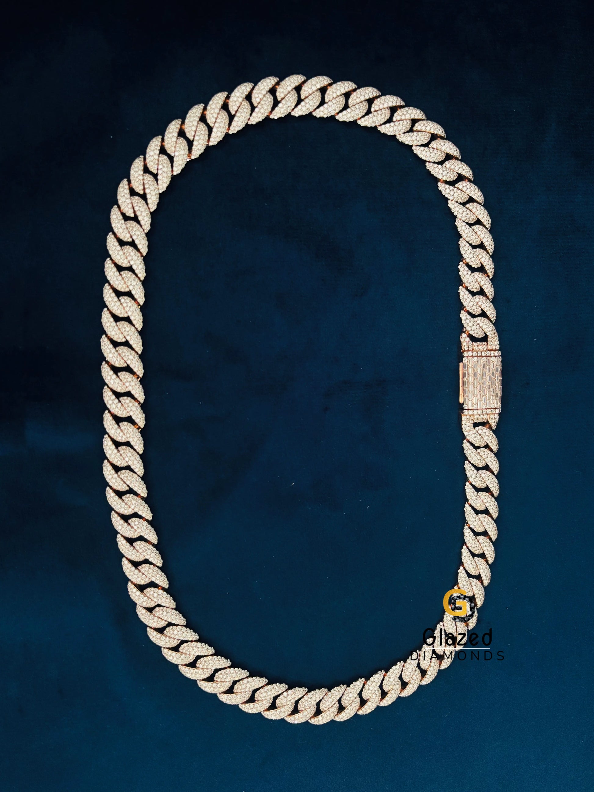 18MM Rose Gold Plated Moissanite Hip Hop Chain