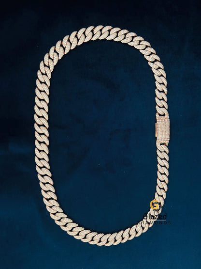 18MM Rose Gold Plated Moissanite Hip Hop Chain