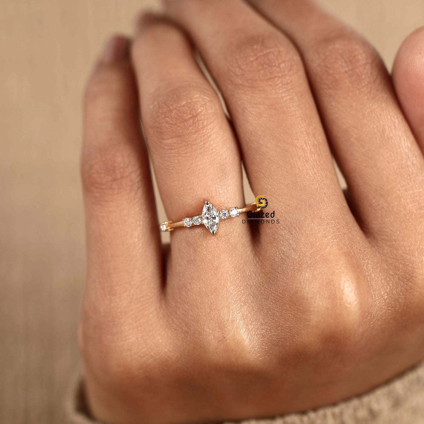 1CT Marquise Cut Lab Diamond Wedding Ring