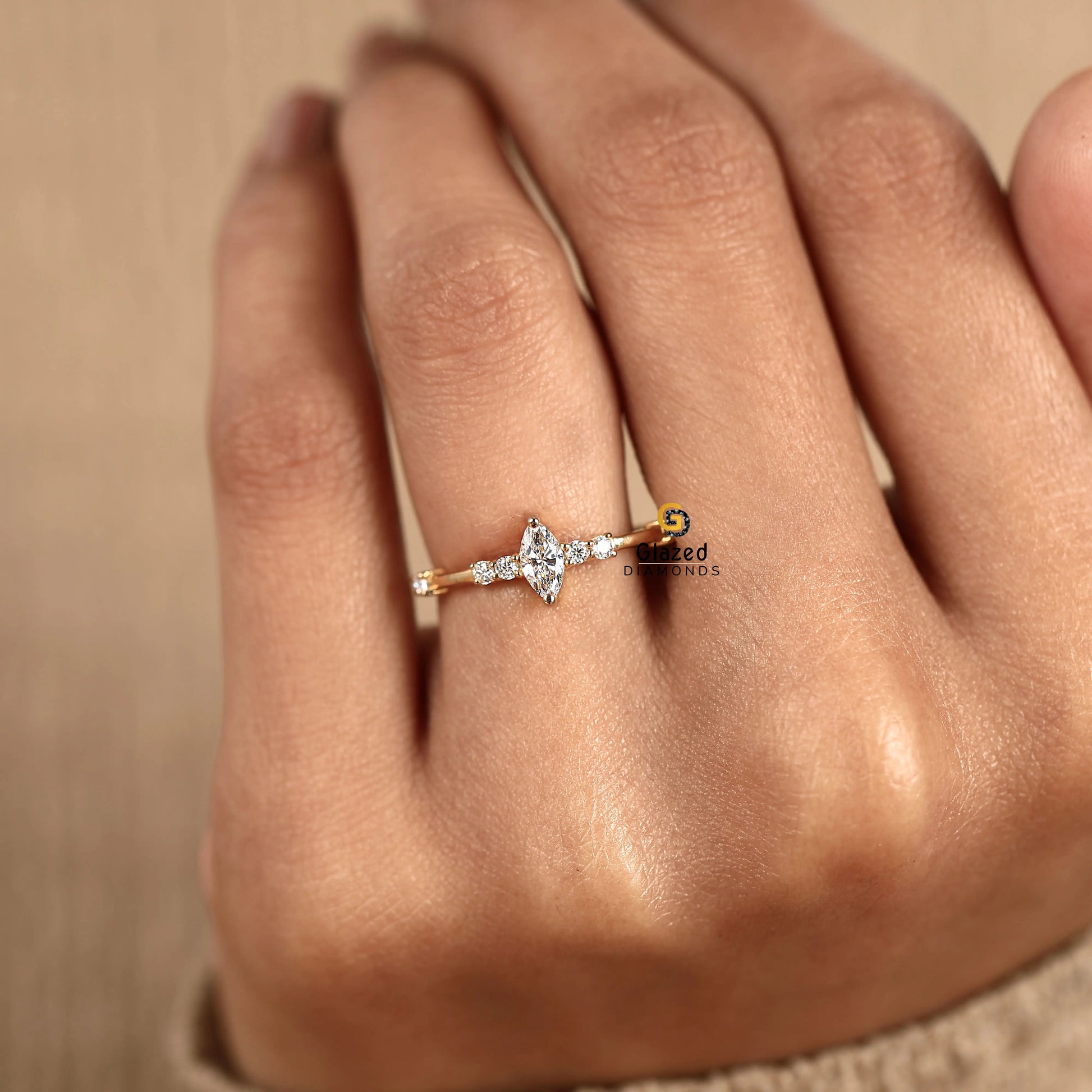 1CT Marquise Cut Lab Diamond Wedding Ring