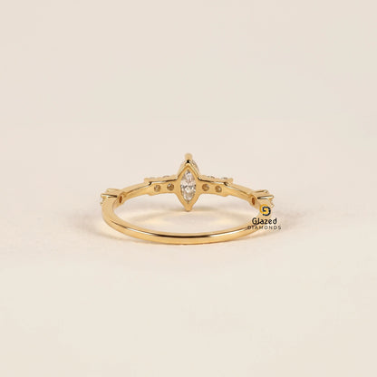 1CT Marquise Lab Diamond Distance Pave Wedding Ring For Women