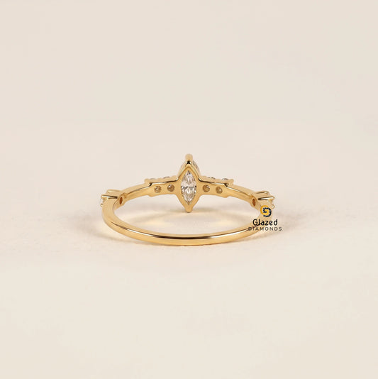 1CT Marquise Lab Diamond Distance Pave Wedding Ring For Women