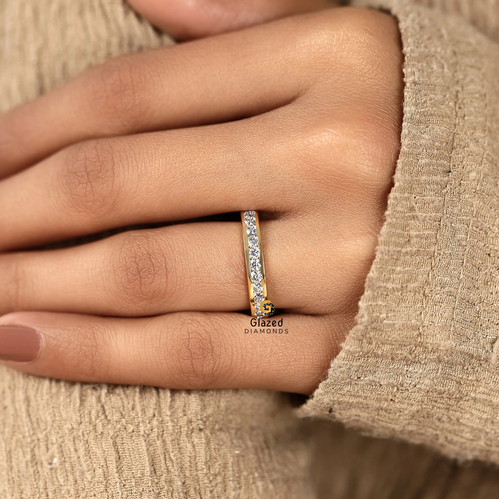 1CT Round Cut Lab Diamond Wedding Band