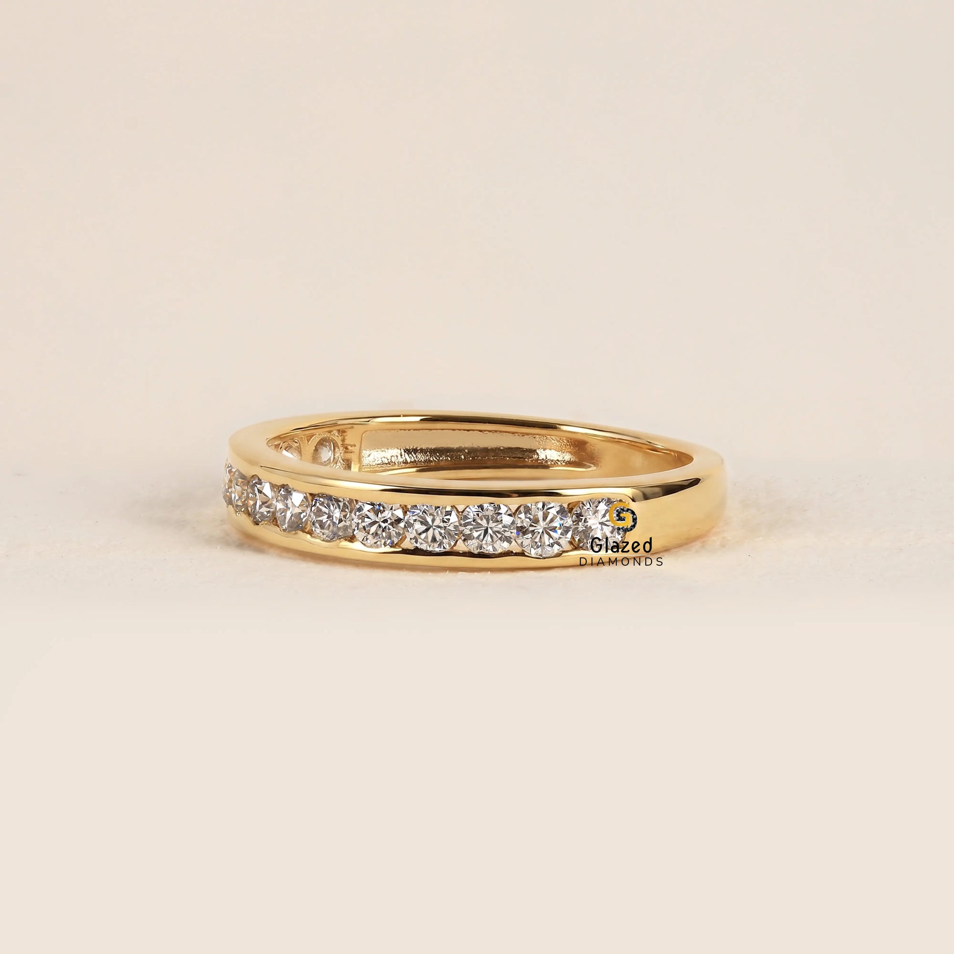 1Ct Round Cut Lab Diamond Half Eternity Band