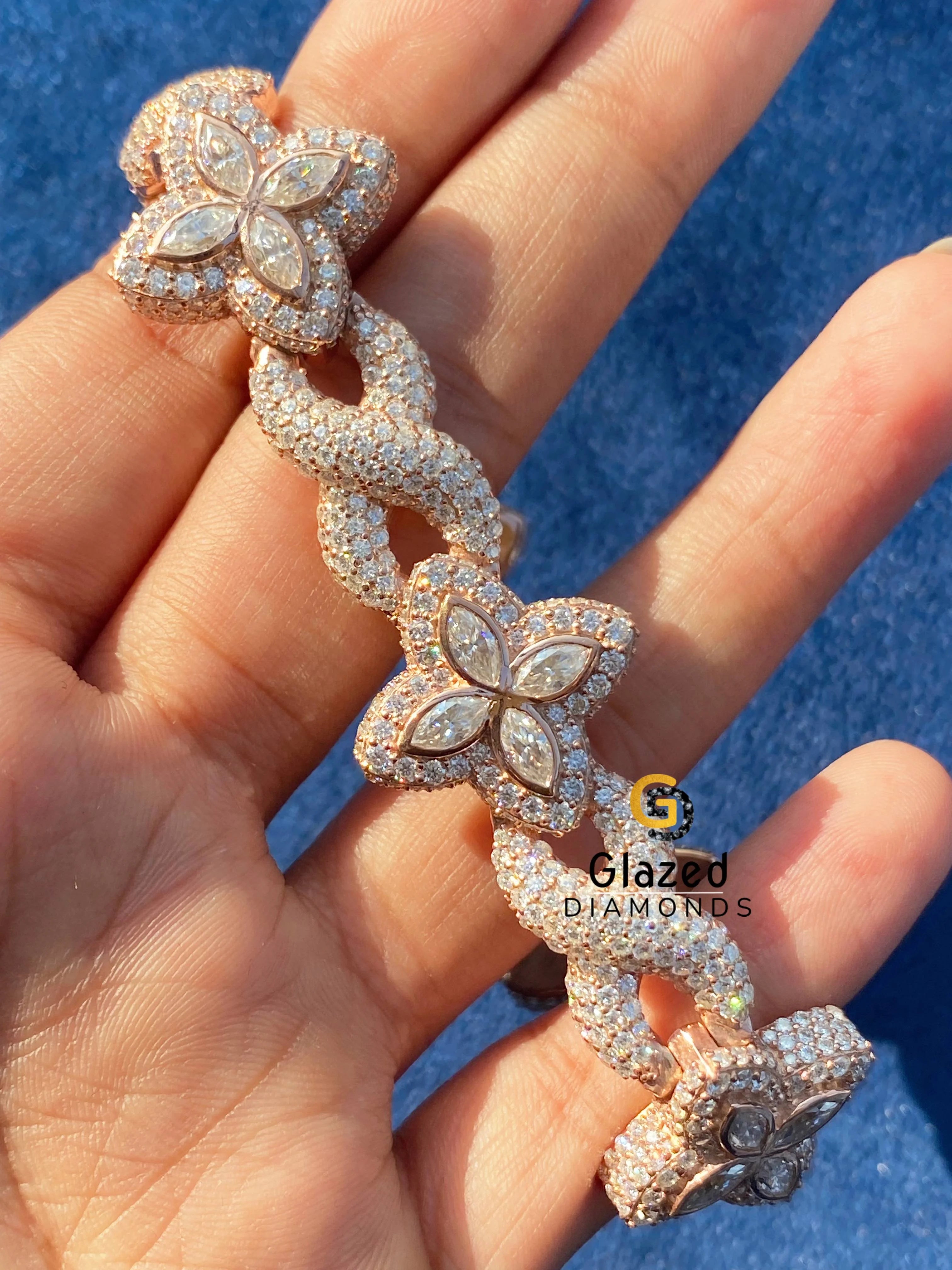 20MM Clover Moissanite Iced Out Bracelet
