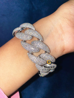 24MM Round Moissanite Cuban Link Hip Hop Bracelet