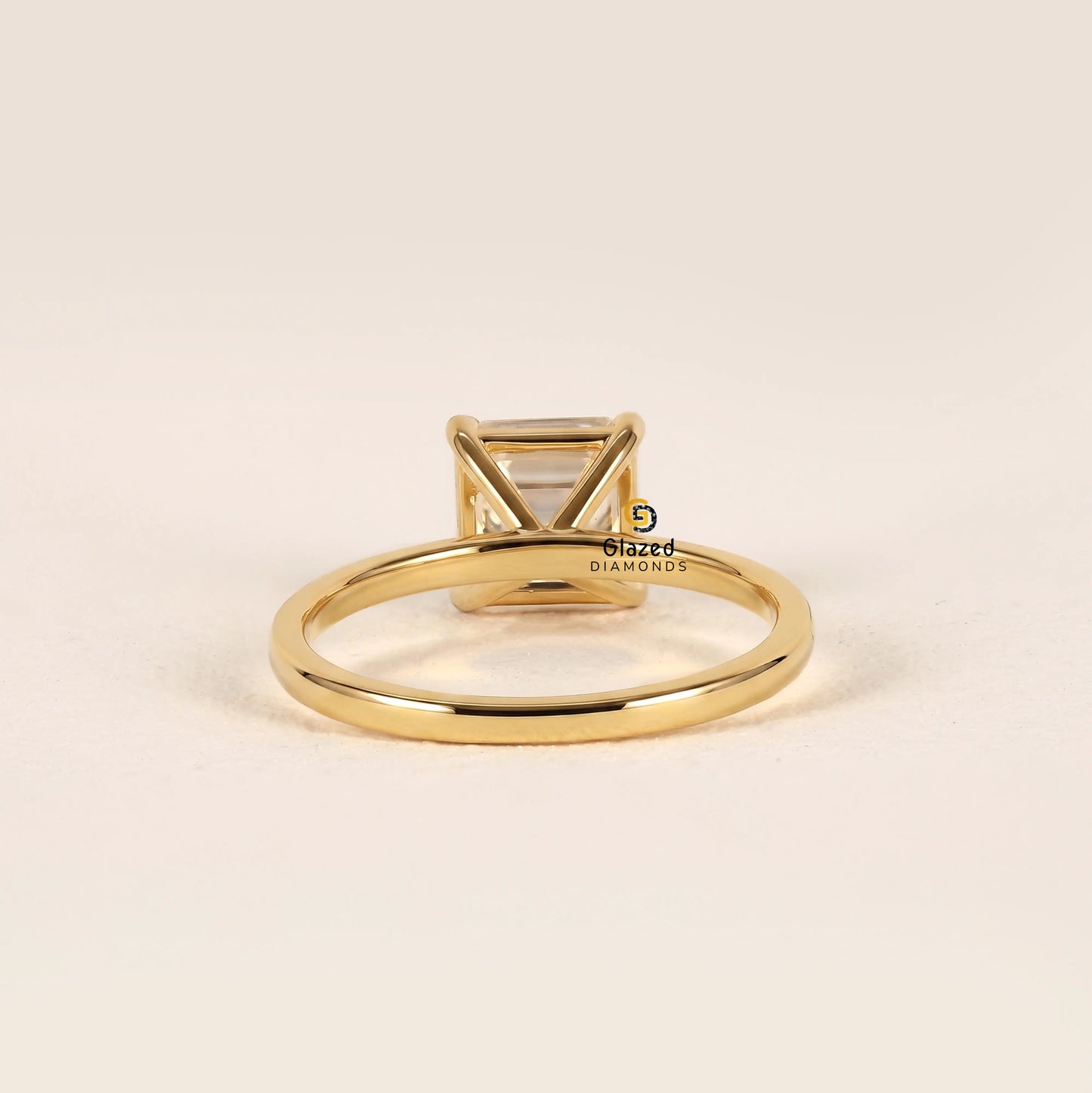 2CT Asscher Lab Grown Diamond Solitaire Ring For Women