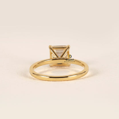 2CT Asscher Lab Grown Diamond Solitaire Ring For Women