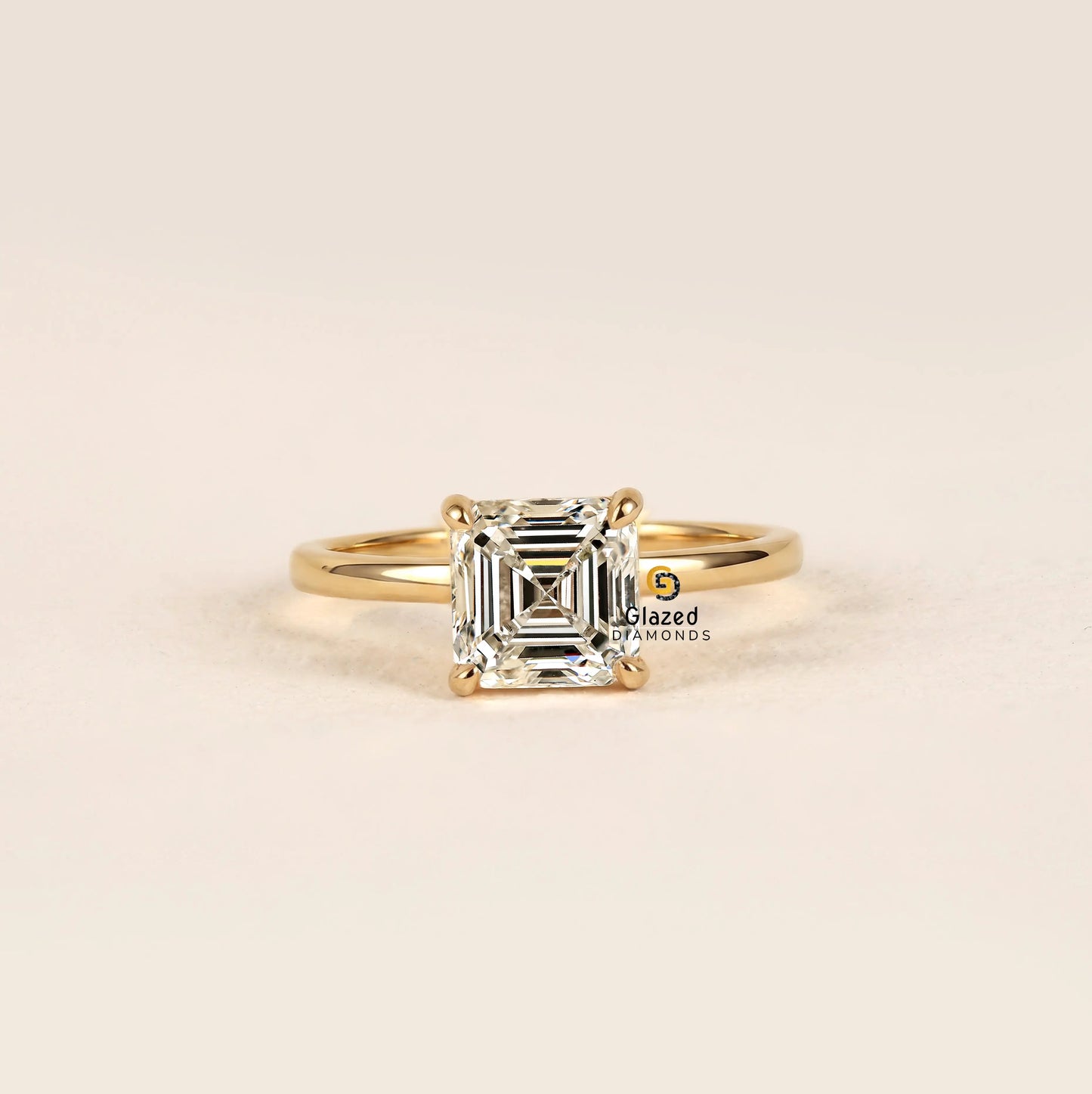 2CT Asscher Lab Grown Diamond Solitaire Ring For Women