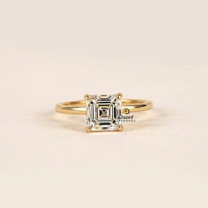 2CT Asscher Lab Grown Diamond Solitaire Ring For Women