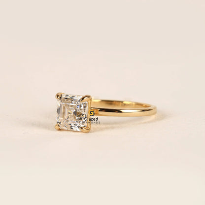 2CT Asscher Lab Grown Diamond Solitaire Ring For Women
