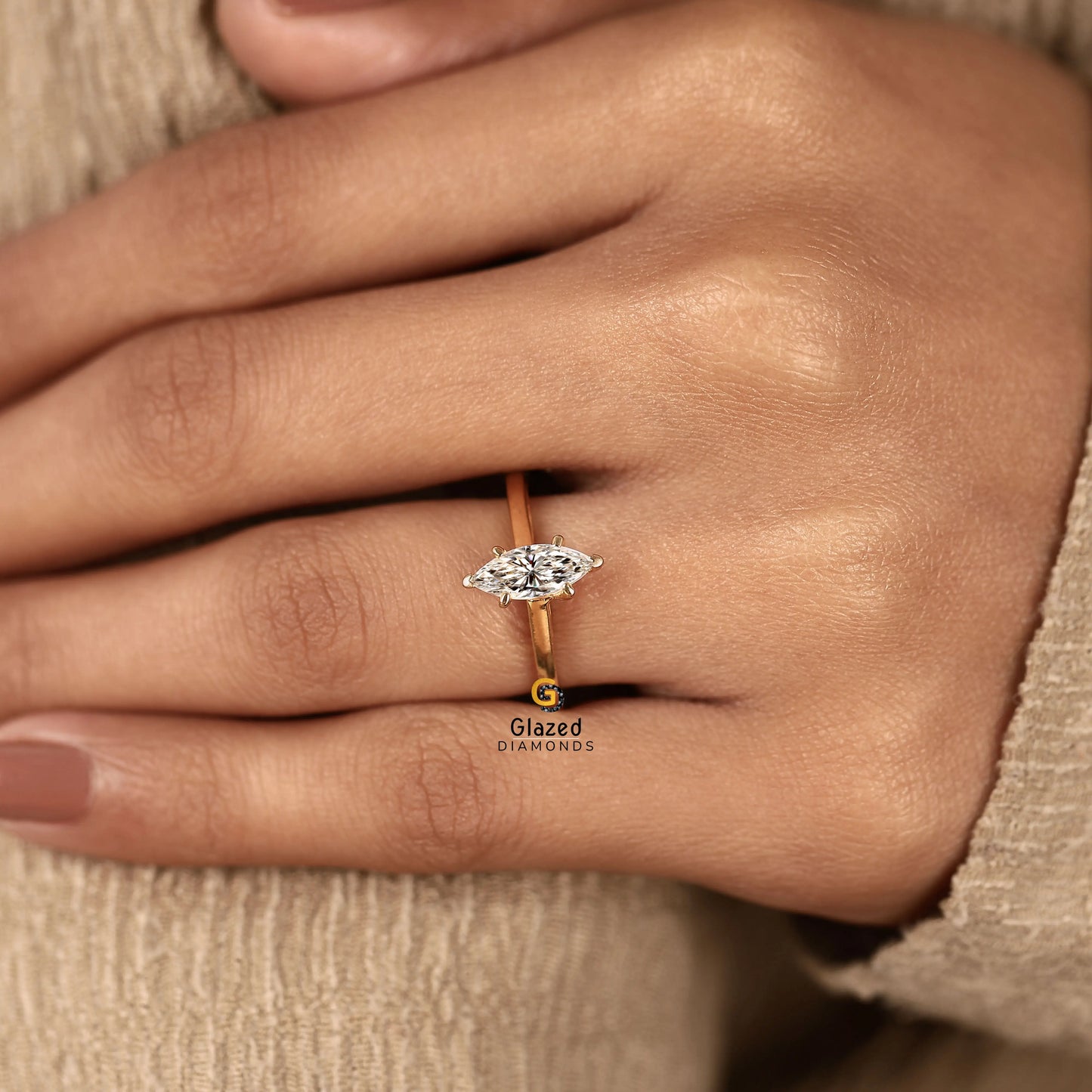 Marquise Lab Grown Diamond Solitaire Ring For Women