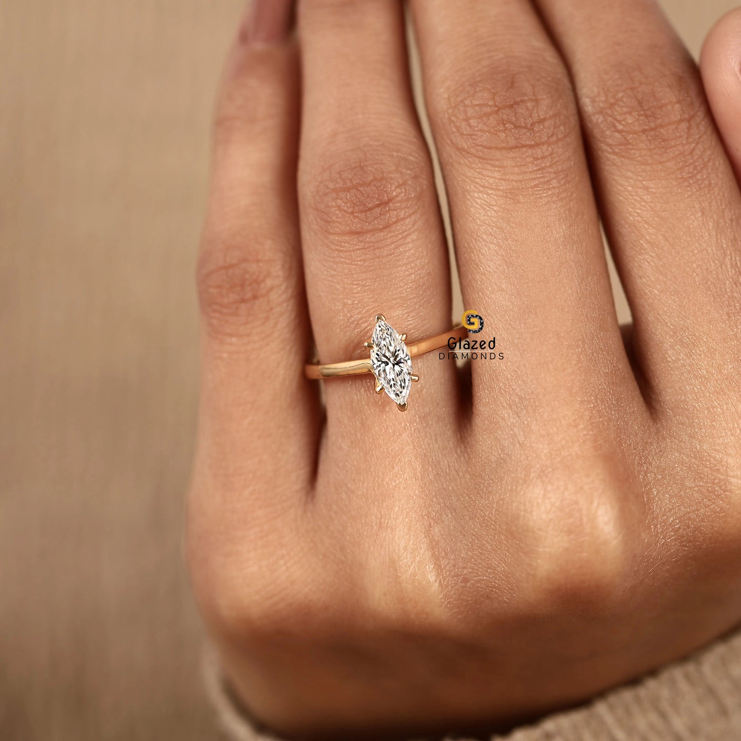 Marquise Lab Grown Diamond Solitaire Ring For Women