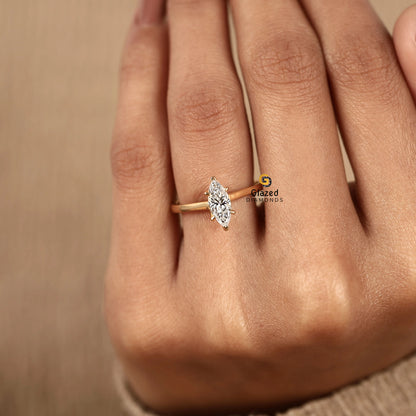 Marquise Lab Grown Diamond Solitaire Ring For Women