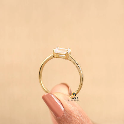 2CT East West Lab Diamond Solitaire Wedding Ring