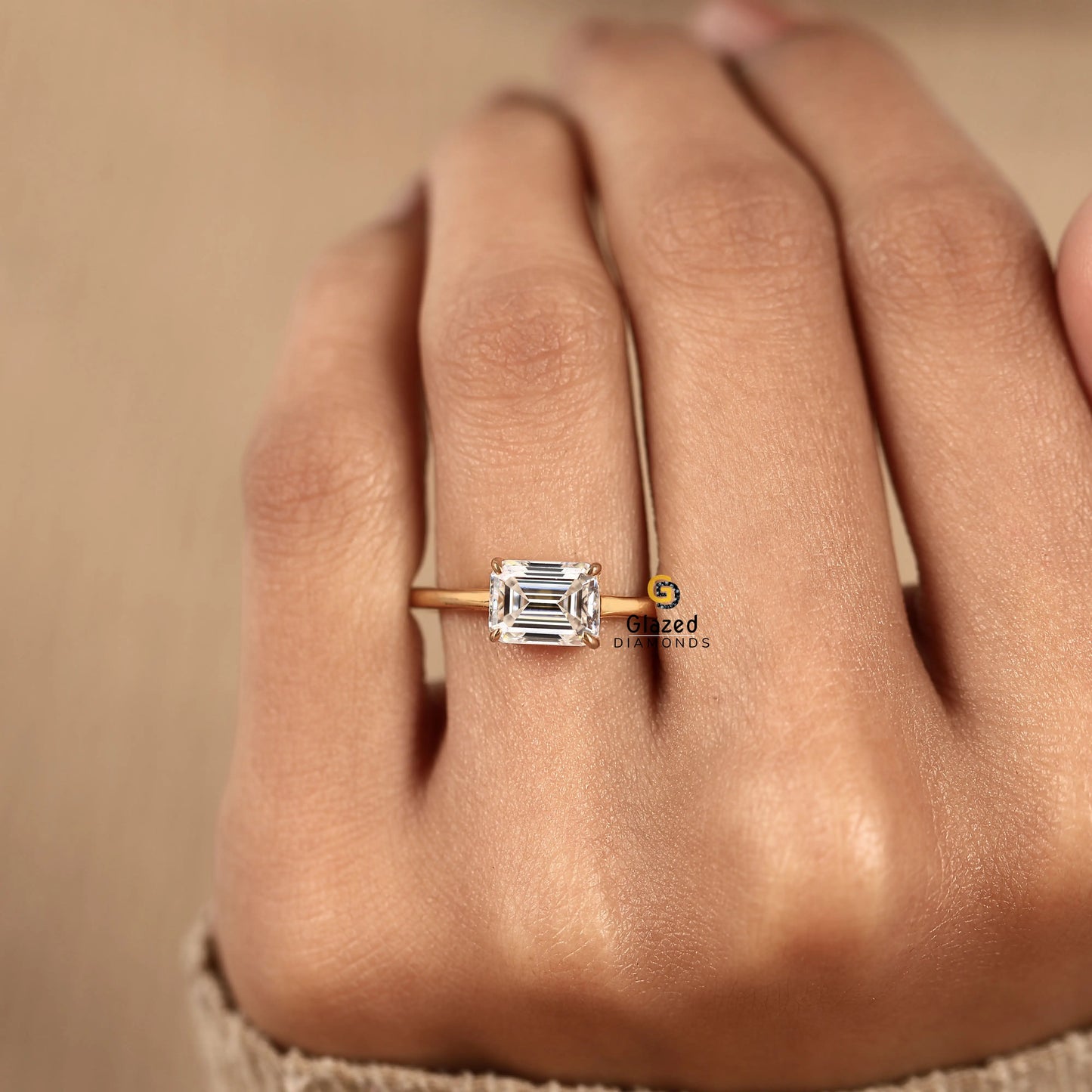 2CT East West Lab Diamond Solitaire Wedding Ring For Women