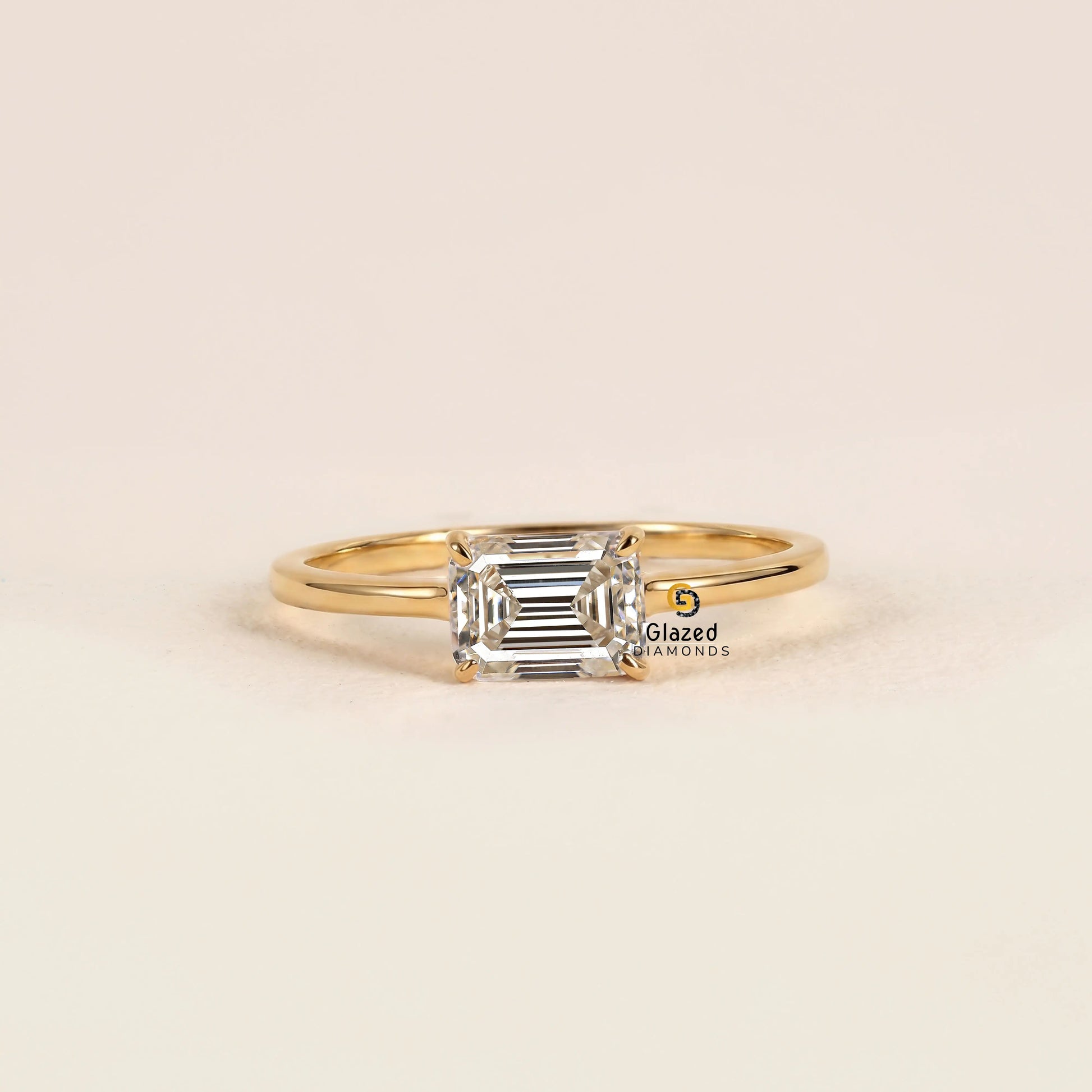 2CT East West Lab Grown Diamond Solitaire Wedding Ring