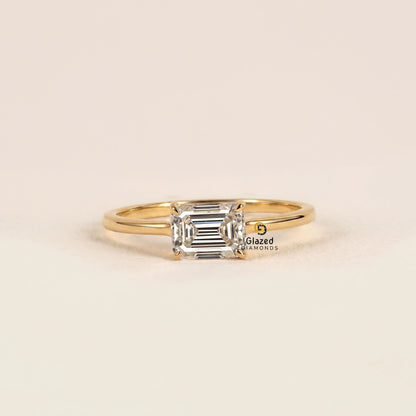 2CT East West Lab Grown Diamond Solitaire Wedding Ring