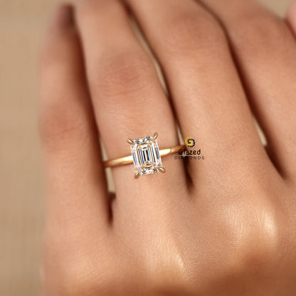2CT Emerald Lab Diamond Solitaire Wedding Ring For Women