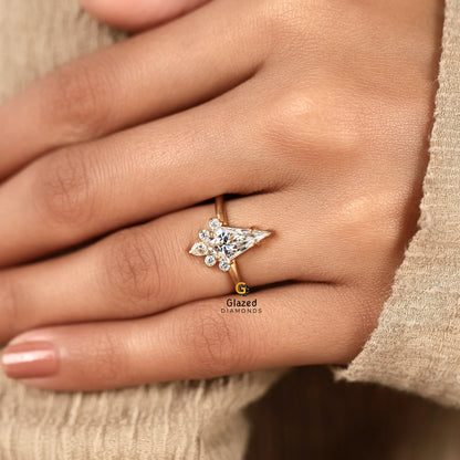 2CT Kite Cut Lab Diamond Wedding Ring