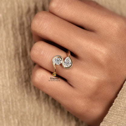 2CT Lab Toi ET Moi Diamond Wedding Ring 
