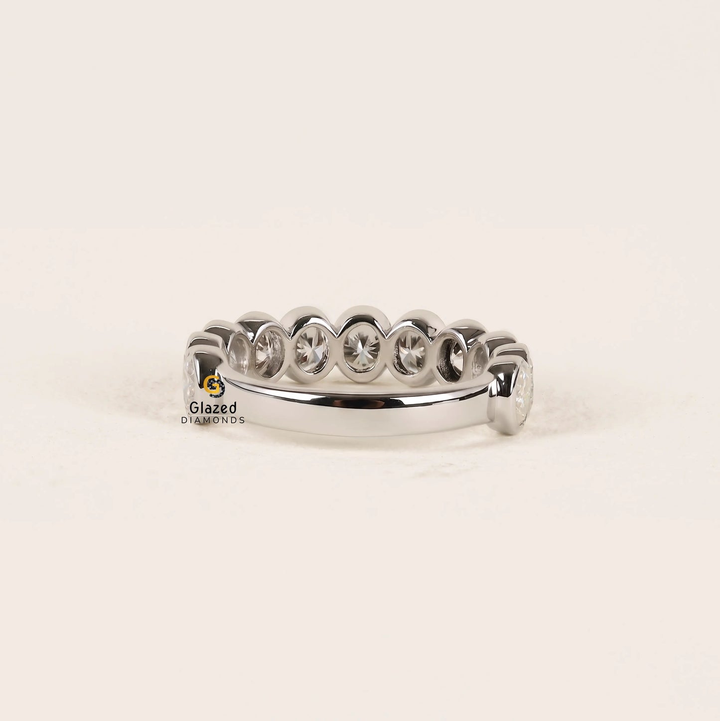 2CT Oval Bezel Set Lab Diamond Wedding Band For Women