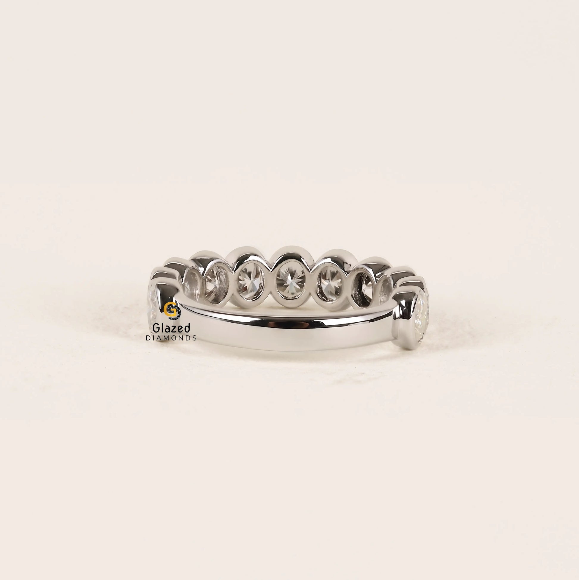 2CT Oval Bezel Set Lab Diamond Wedding Band For Women