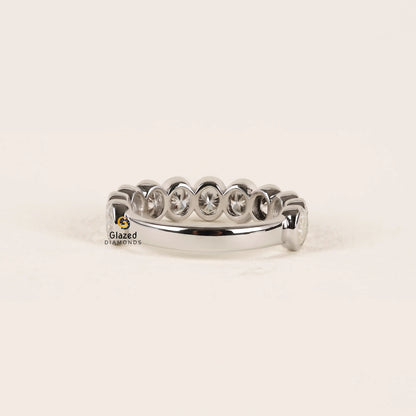 2CT Oval Bezel Set Lab Diamond Wedding Band For Women