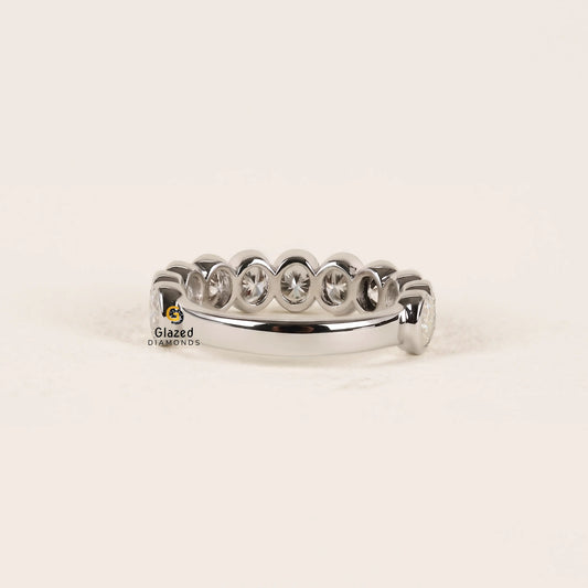 2CT Oval Bezel Set Lab Diamond Wedding Band For Women