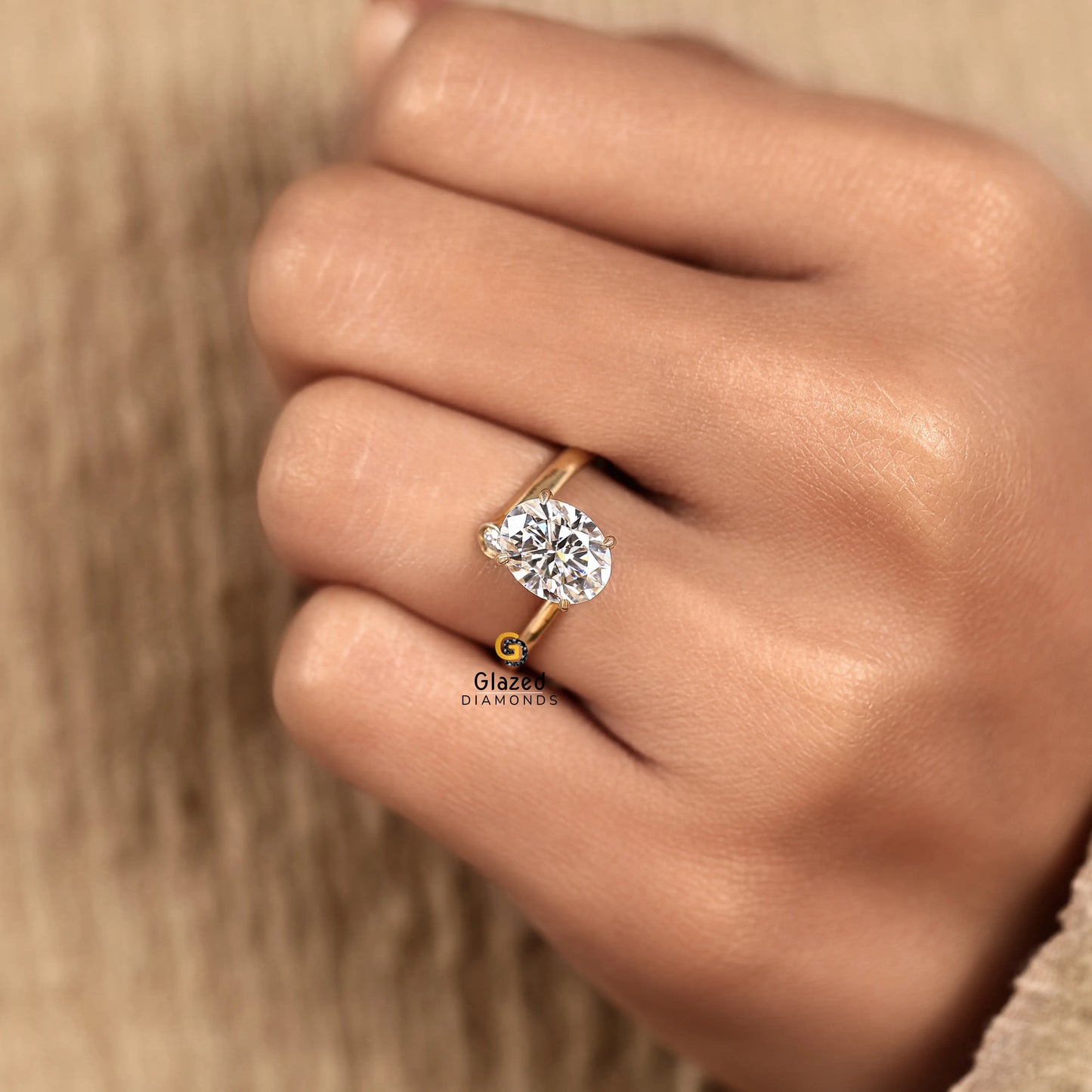 2CT Oval Bypass Lab Diamond Wedding Ring