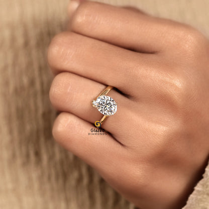 2CT Oval Bypass Lab Diamond Wedding Ring