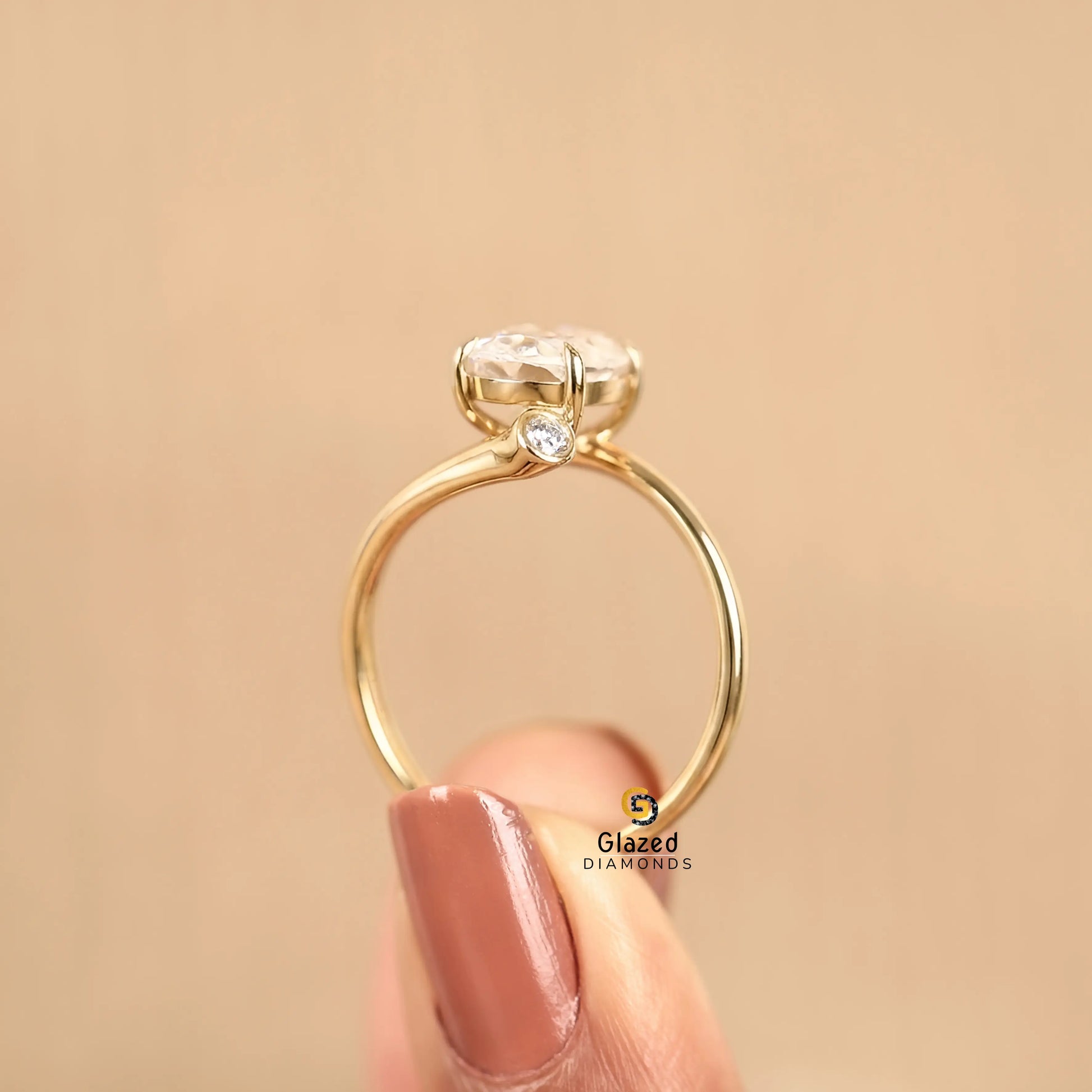 2CT Oval Bypass Lab Diamond Wedding Ring For Women