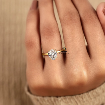 2CT Pear Cut Solitaire Lab Diamond Wedding Ring For Women