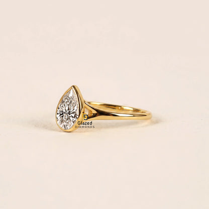 2CT Pear Split Shank Lab Diamond Wedding Ring
