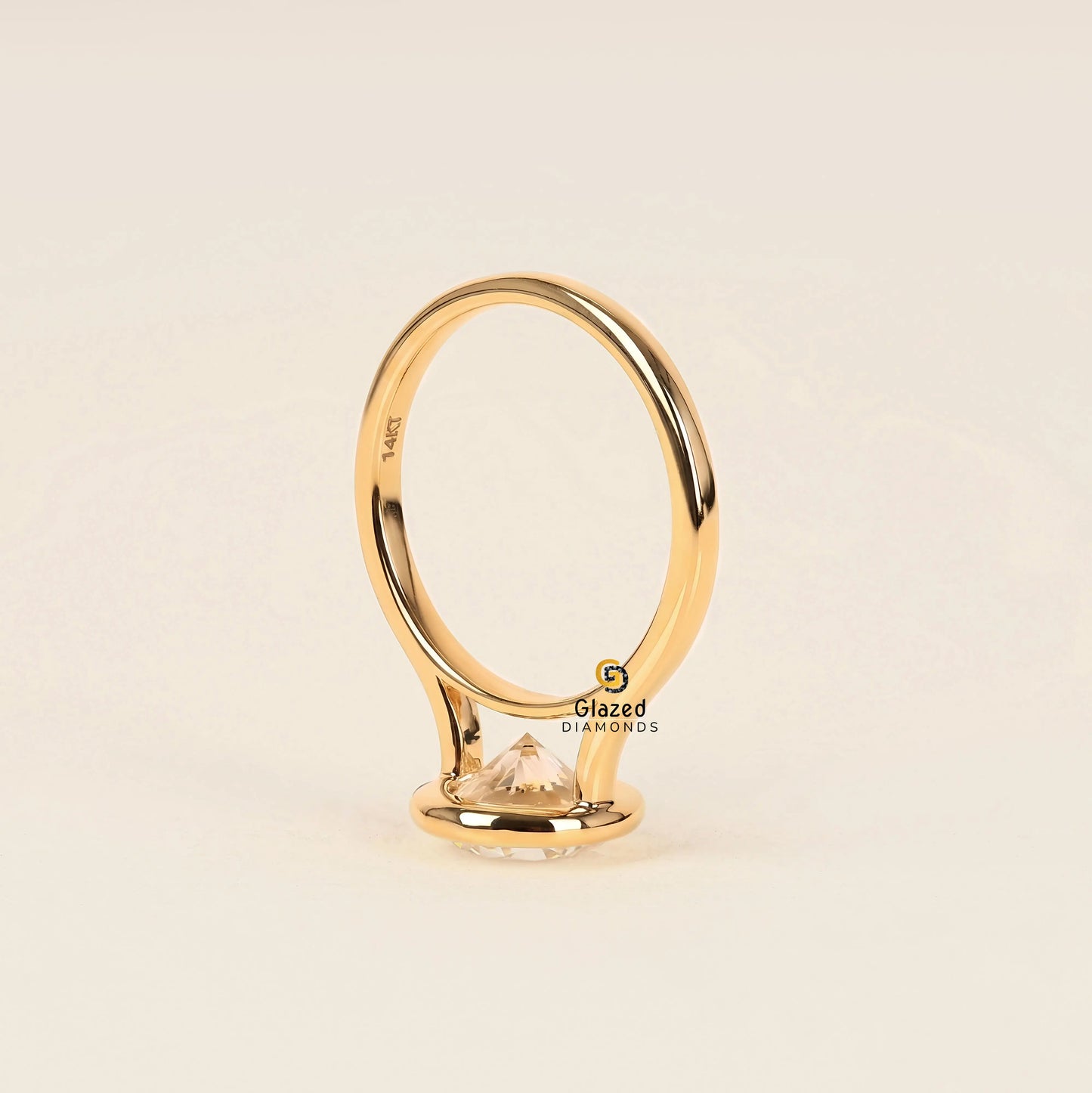 2CT Round Bezel Set Lab Grown Diamond Solitaire Ring 
