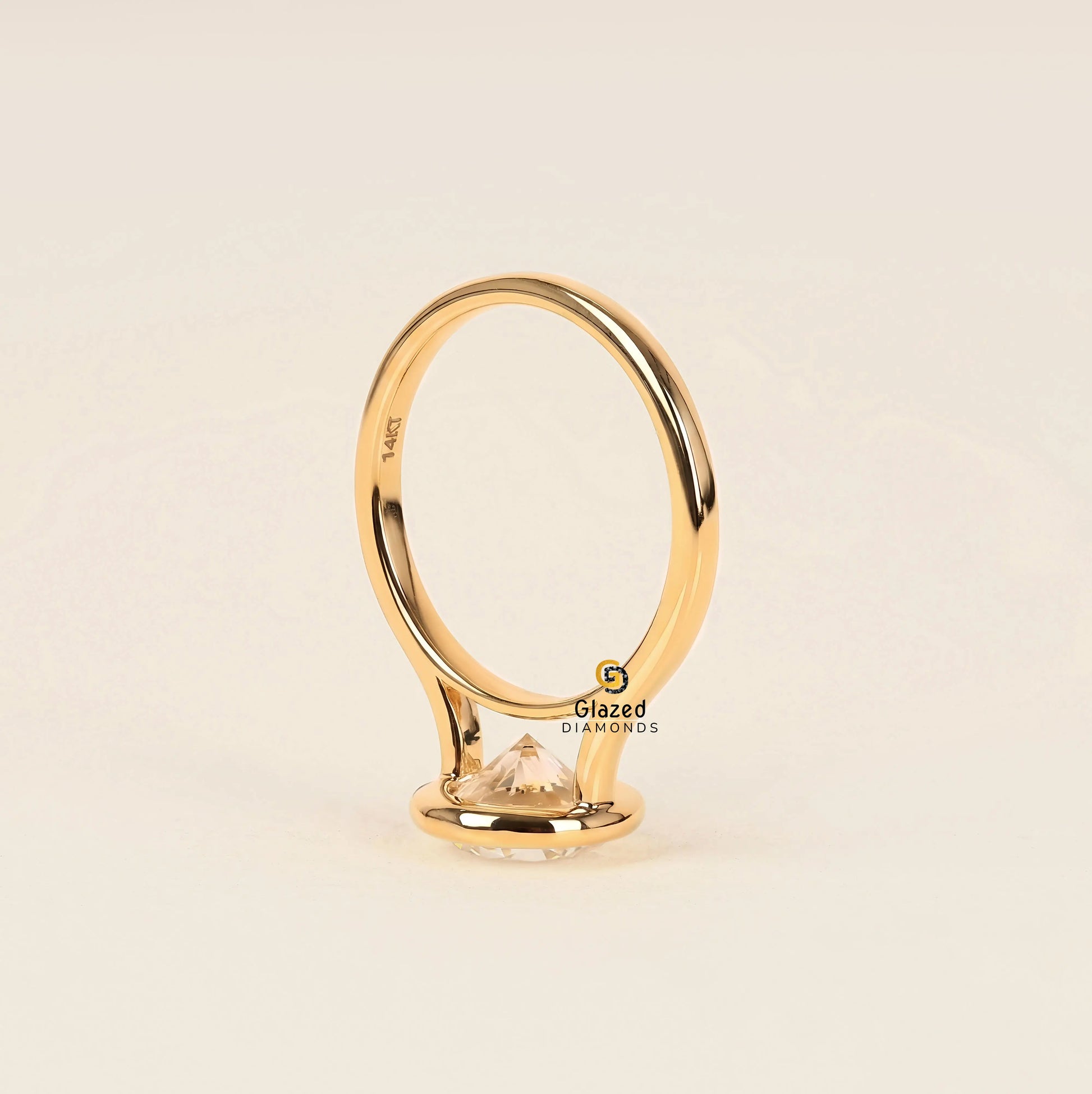2CT Round Bezel Set Lab Grown Diamond Solitaire Ring 