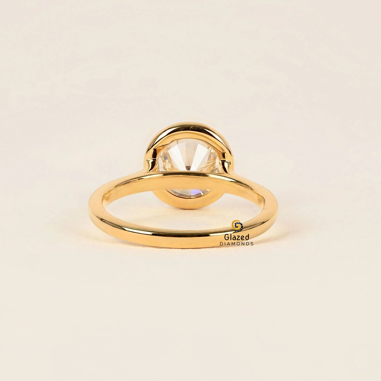 2CT Round Bezel Set Lab Grown Diamond Solitaire Ring For Women