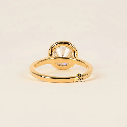 2CT Round Bezel Set Lab Grown Diamond Solitaire Ring For Women