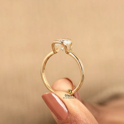 2CT Round Cut Lab Diamond Half Bezel Wedding Ring For Women