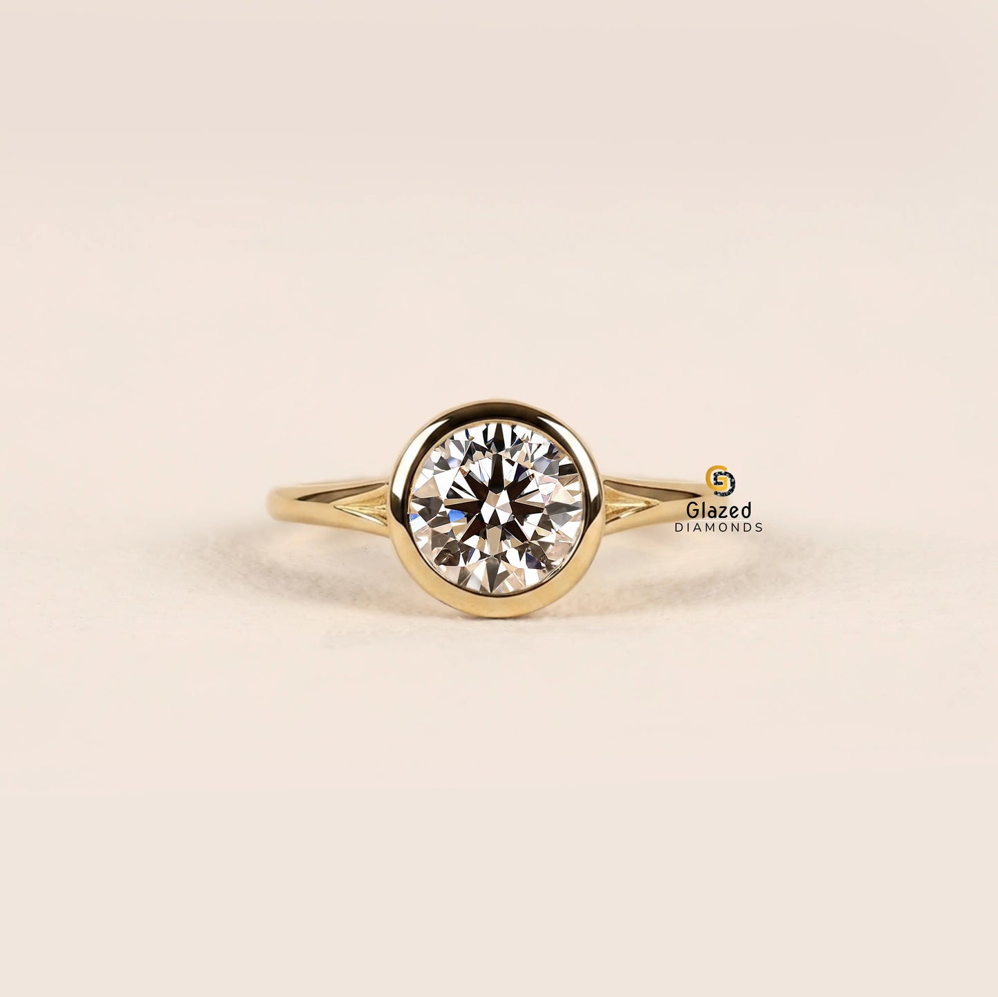 2CT Round Cut Lab Diamond Split Shank Lab Diamond Ring
