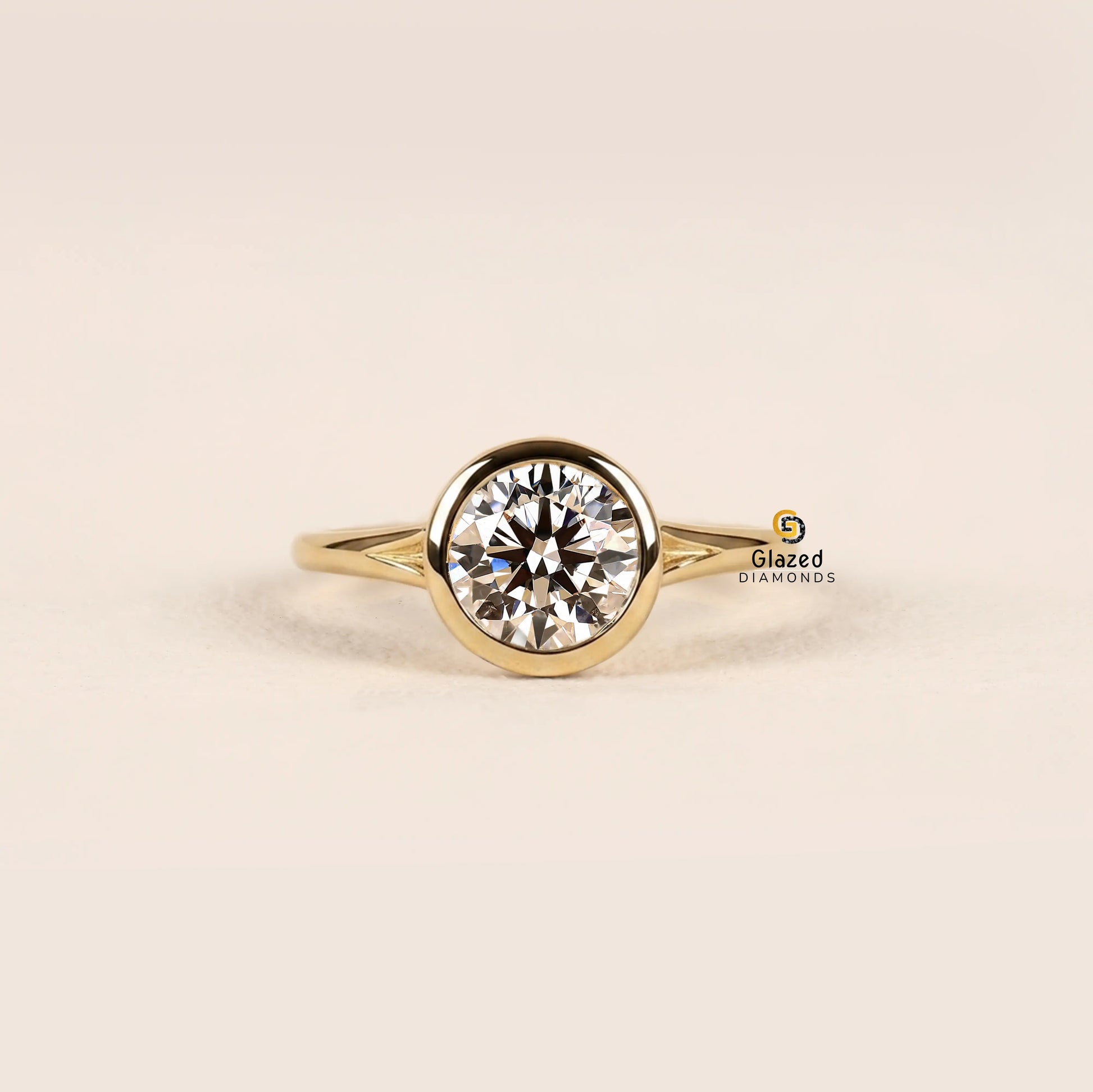 2CT Round Cut Lab Diamond Split Shank Lab Diamond Ring