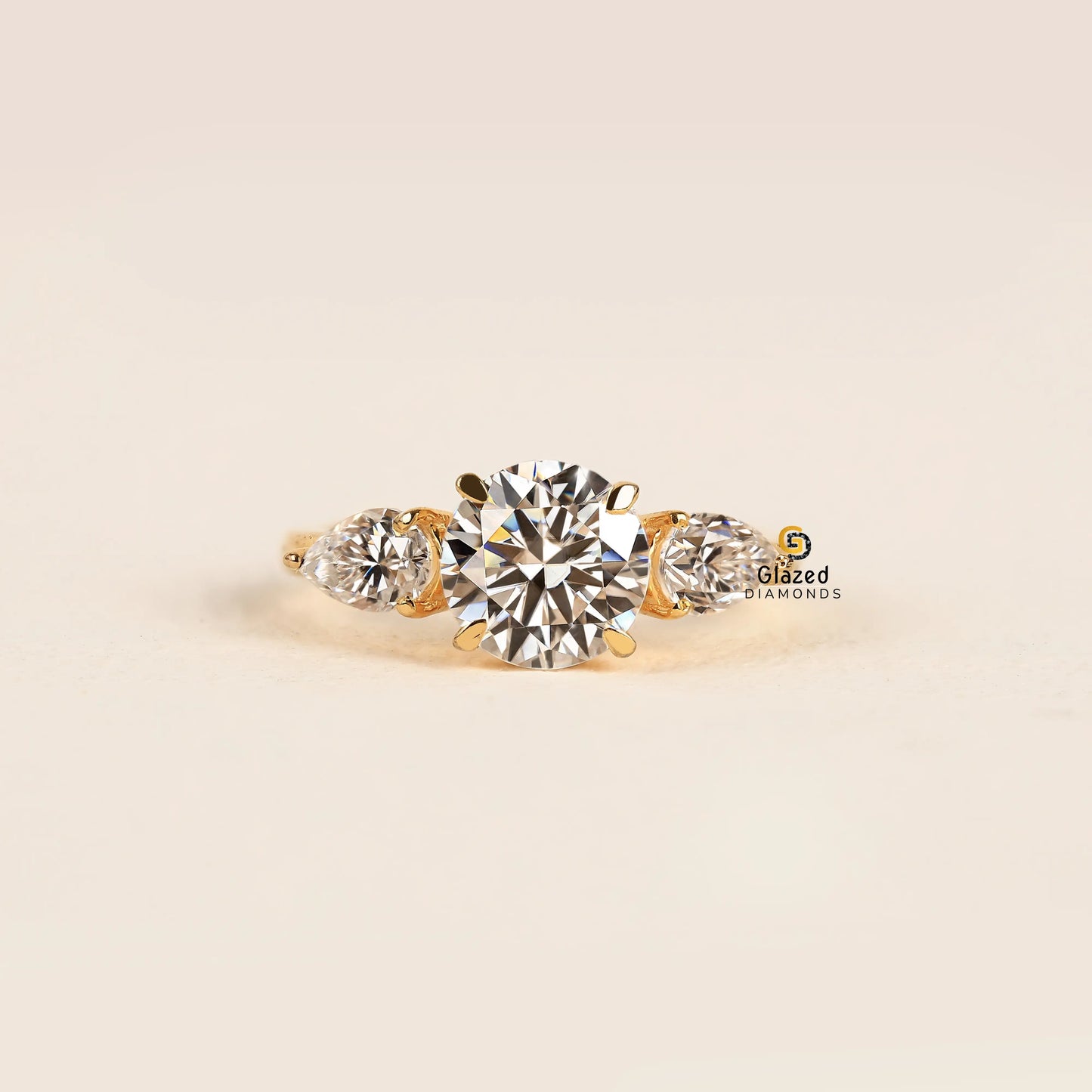 2CT Round Cut Lab Diamond Three Stone Wedding Ring