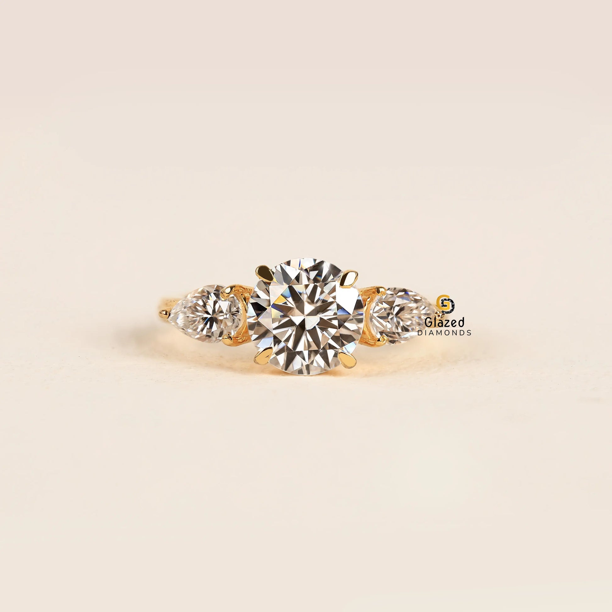2CT Round Cut Lab Diamond Three Stone Wedding Ring