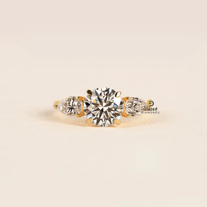 2CT Round Cut Lab Diamond Three Stone Wedding Ring