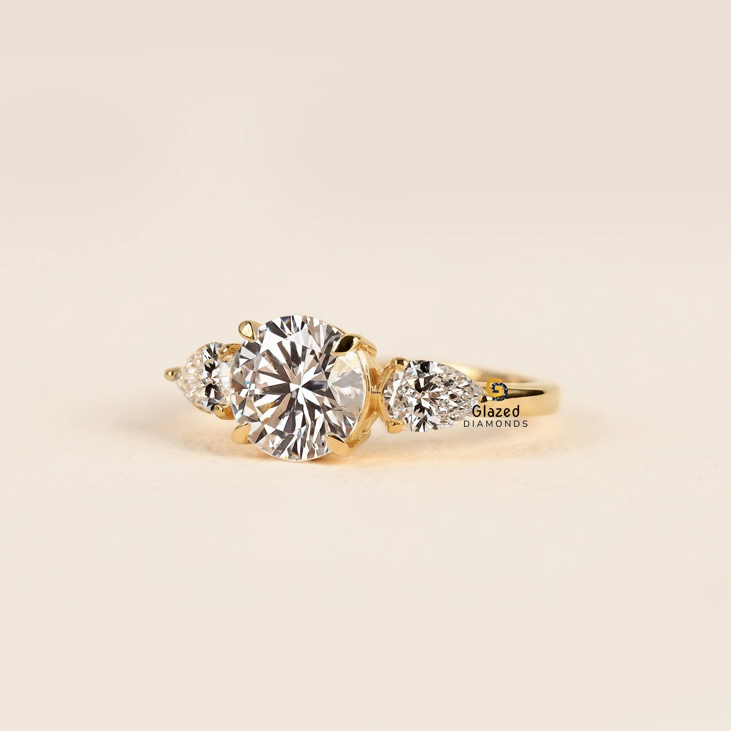 2CT Round Cut Lab Diamond Three Stone Wedding Ring For Women