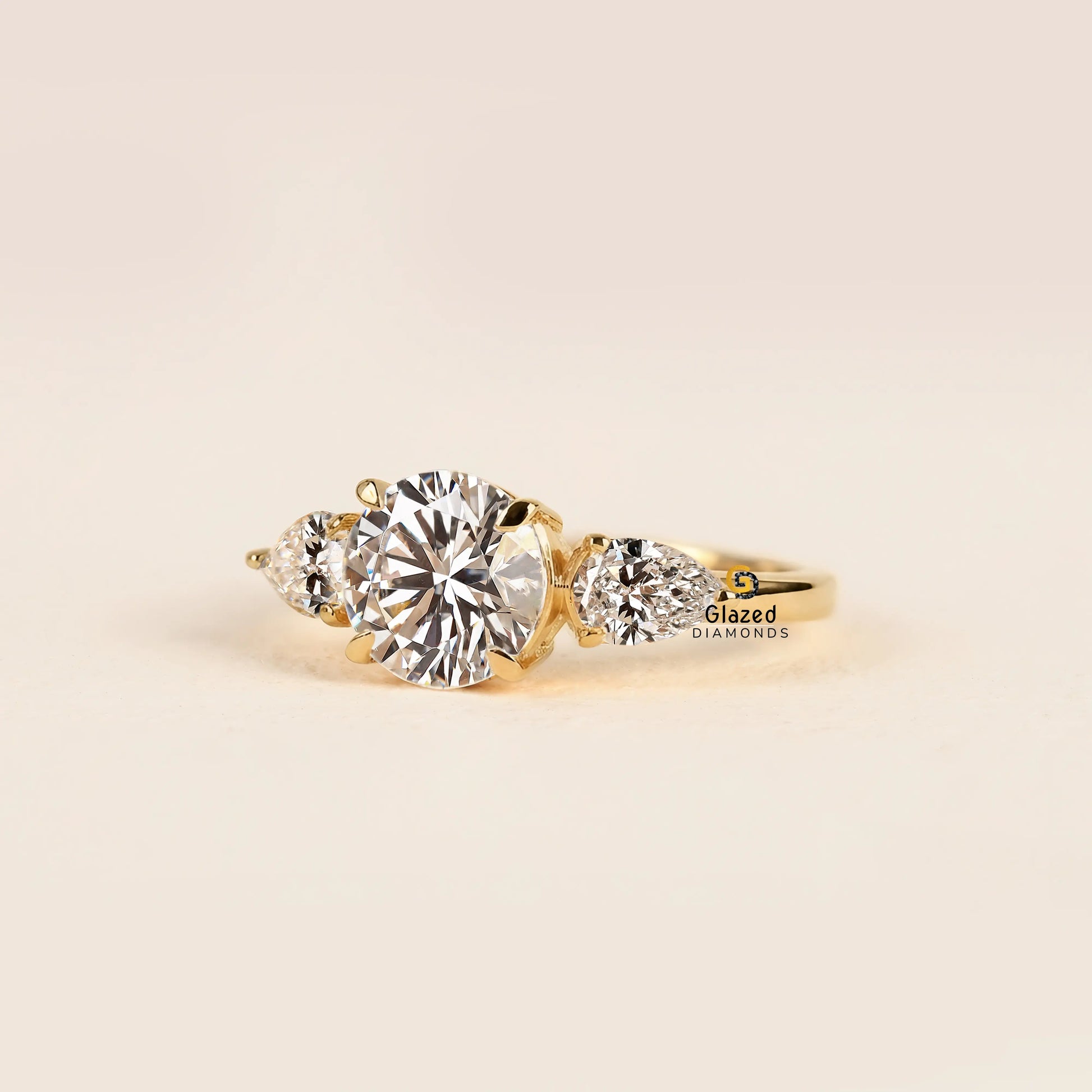 2CT Round Cut Lab Diamond Three Stone Wedding Ring For Women